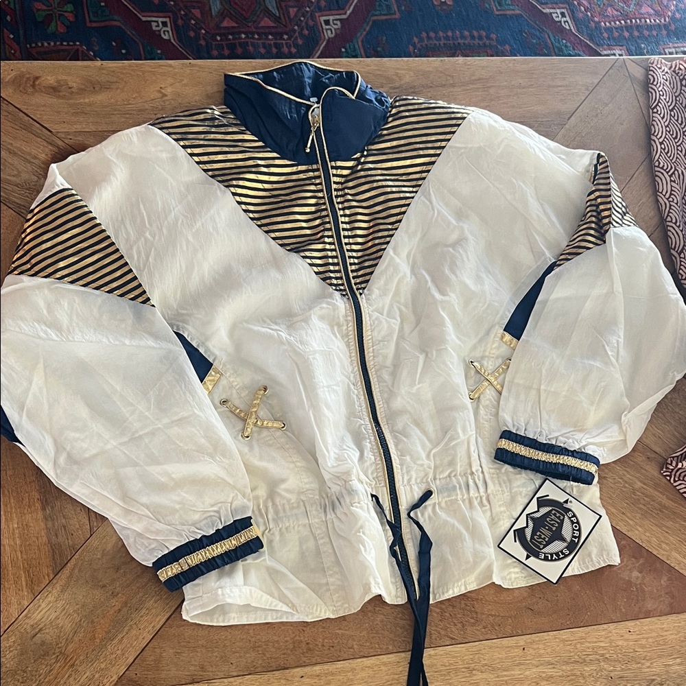 East west sport style White and Gold Women's Jacket